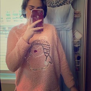 Cute pink fuzzy sweater